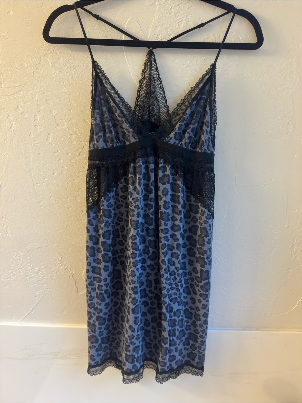 Victoria's Secret - Black/Grey Leopard Print Lace Slip/Nighty - Size M